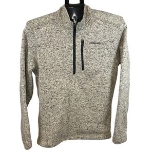 Eddie Bauer Mens Quarter Zip Sweater Fleece Pullover Gray Heather  Small